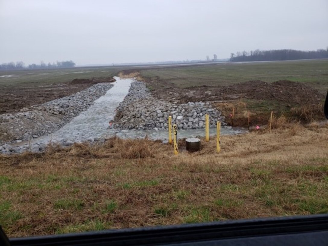 IN THE PHOTO, finished Lake No. 9 Collector Ditch Erosion Repair Project site.