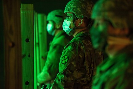 811th Hospital Center Soldiers complete M9 and M4 simulations training on Engagement Skills Trainer