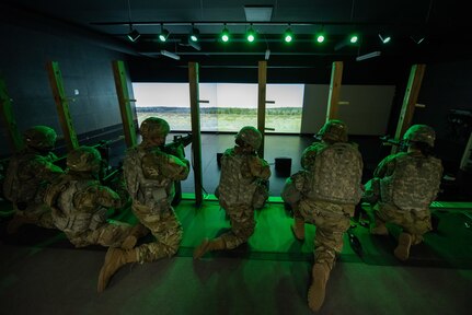 811th Hospital Center Soldiers complete M9 and M4 simulations training on Engagement Skills Trainer