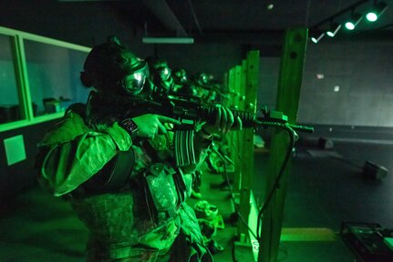 811th Hospital Center Soldiers complete M9 and M4 simulations training on Engagement Skills Trainer