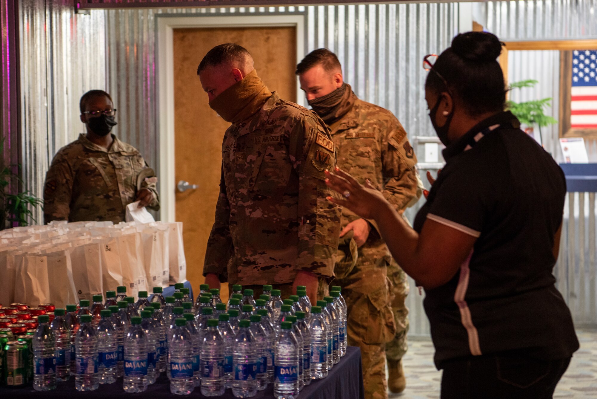 Airmen attend the USO of North Carolina’s reopening at Seymour Johnson Air Force Base, North Carolina, April 01, 2021.