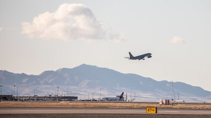 Plane takes off