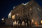 Soldiers with the New Jersey Army National Guard’s A Troop and Headquarters Troop, 1st Squadron, 102nd Cavalry Division, and U.S. Capitol Police officers confer with each other hours after a vehicle rammed a barricade killing one Capitol Police officer and injuring another one at the U.S. Capitol April 2, 2021. The New Jersey Army Guard unit is one of several that continue to support the security mission at the Capitol — made possible by the synchronization efforts involving the National Guard Bureau, the District of Columbia National Guard and Guard units from 11 states.