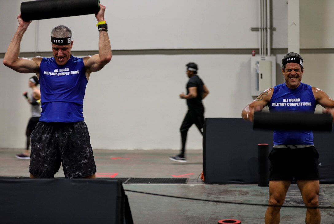 Soldiers from the Virginia National Guard compete in the All Guard DEKA FIT competition March 27, 2021, in Dallas, Texas.(US Army Photo by SGT Jesse Elbouab, 133rd MPAD)