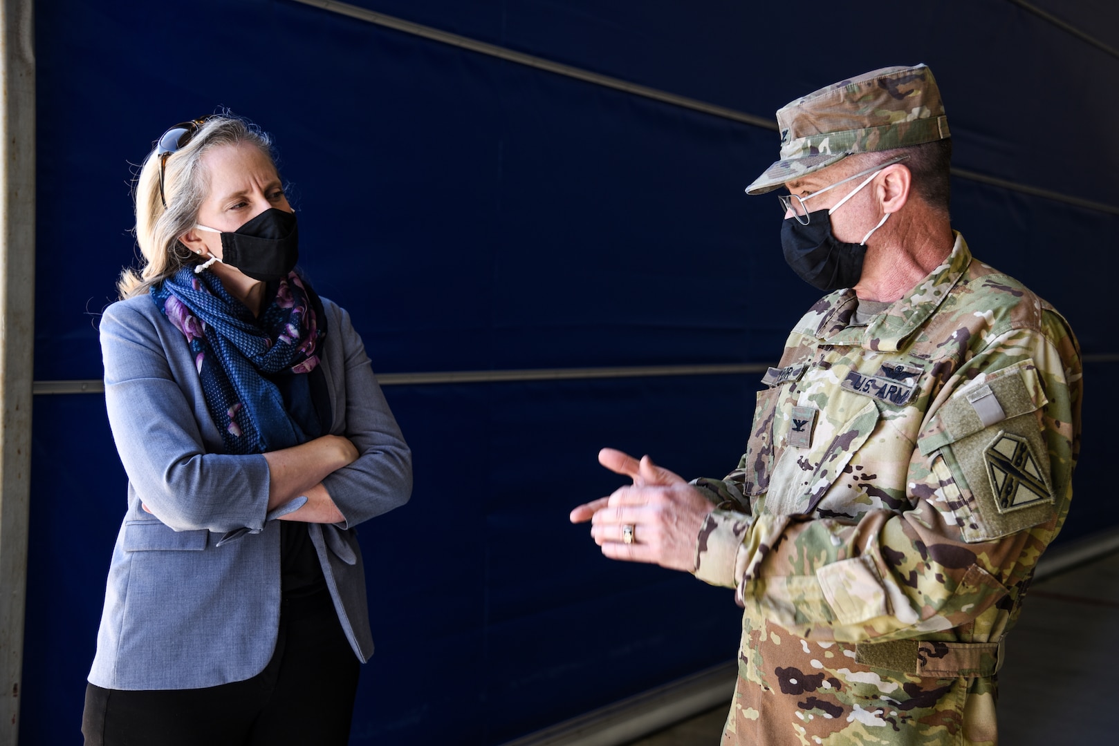 U.S. Rep. Abigail Spanberger visits the Virginia National Guard’s Army Aviation Support Facility March 29, 2021, near the Richmond International Airport. Spanberger was joined by a member of Rep. Ben Cline’s staff and received briefings from Maj. Gen. Timothy P. Williams, the Adjutant General of Virginia, and other VNG senior leaders to discuss the complex mission of the VNG’s aviation assets and the need for a new aviation support facility. The group also toured the current AASF, and conducted an aerial tour of the proposed location for the future facility, as well as key VNG facilities in the Richmond area. (U.S. Army National Guard photo by Sgt. 1st Class Terra C. Gatti)