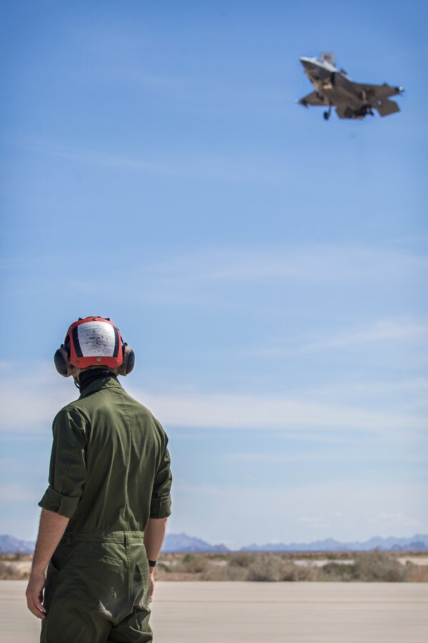 U.S. Marines with Marine Aircraft Group (MAG) 13 conduct refueling operations during a Strike Coordination and Reconnaissance (SCAR) mission aboard a simulated naval vessel at KNOZ range, Yuma, AZ., March 4, 2021.