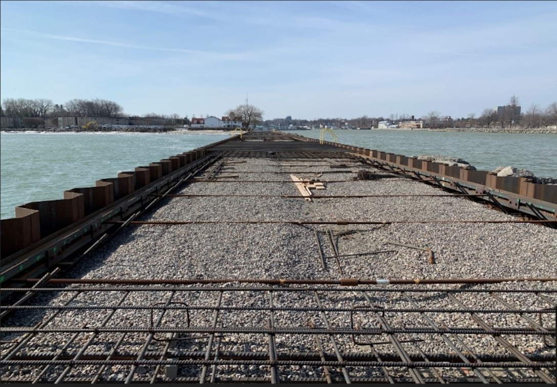 The U.S. Army Corps of Engineers, Buffalo District, and its contractor, Dean Marine & Excavating, Inc., are scheduled to resume repairs of the Rochester Harbor east pier, located in Rochester, New York, in April 2021.