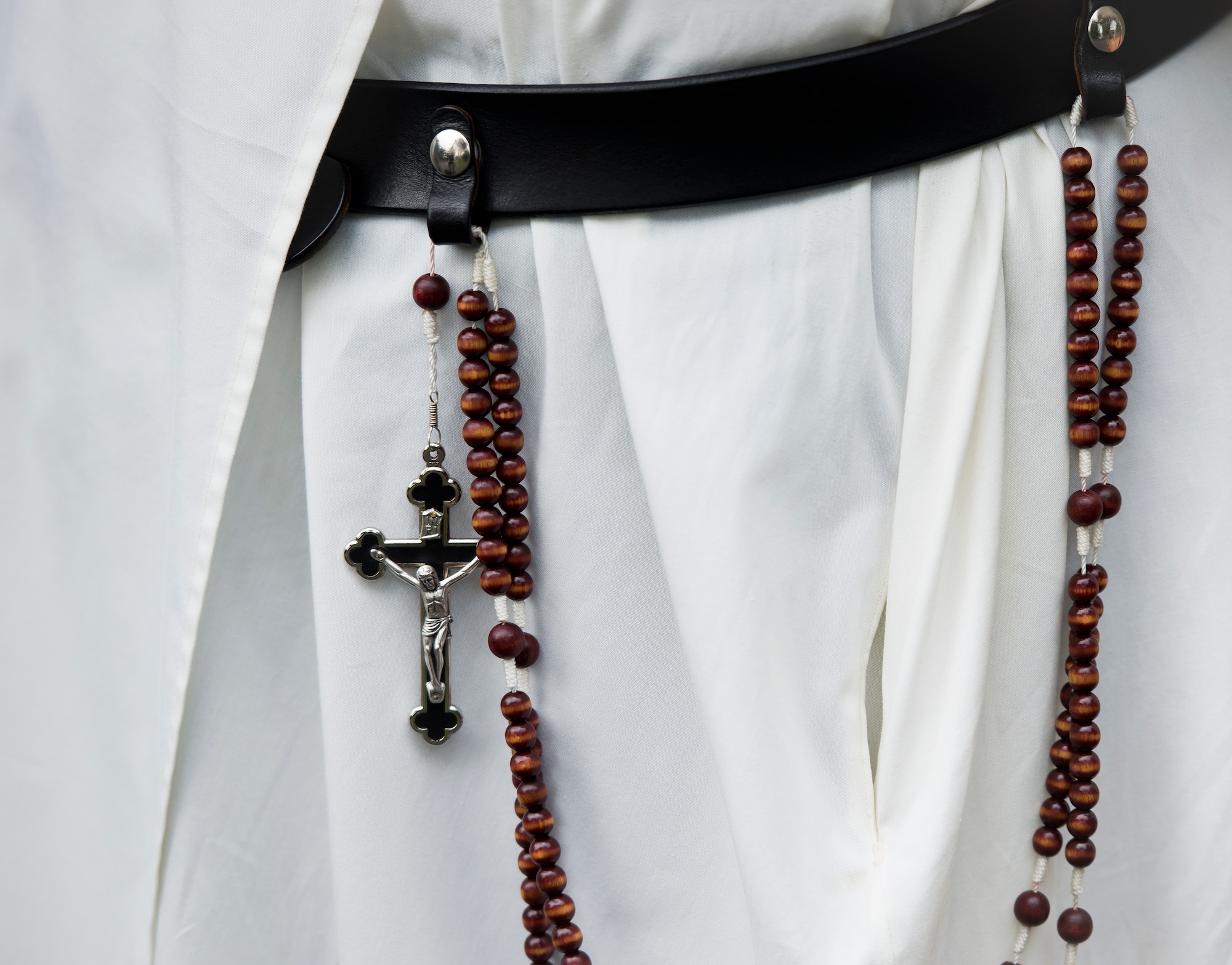 Rosary beads hang from the hip of Father James Sullivan. Sullivan is the director for continuing theological education at the Pontifical North American College in Rome. (U.S. Air Force photo/Staff Sgt. Andrew Lee)