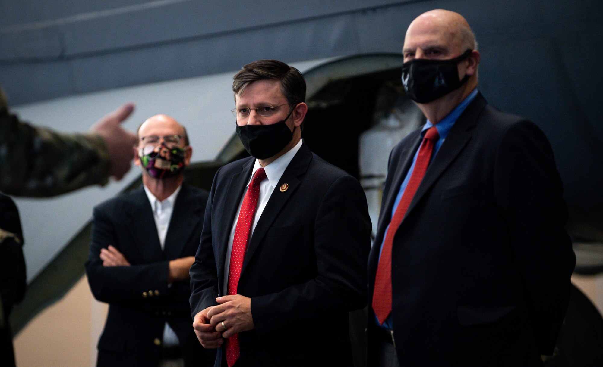 Rep. Mike Johnson, 4th Congressional District of Louisiana congressman, and Honorable John P. Roth, acting Secretary of the Air Force, tour a B-52H Stratofortress at Barksdale Air Force Base, Louisiana, April 6, 2021.