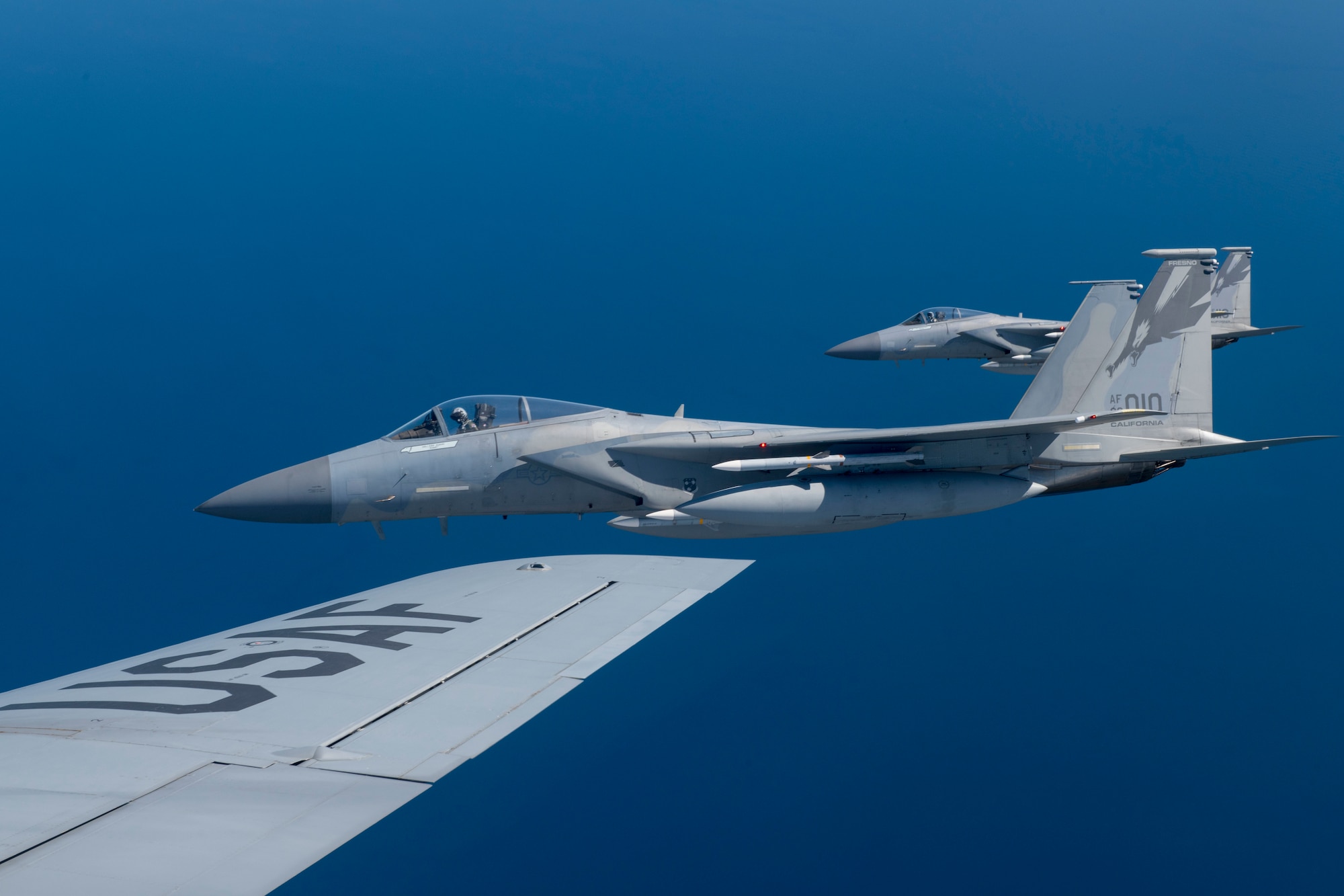 NORAD F-15 jet fighters flew simultaneously off both U.S coasts for Exercise Noble Defender April 6. Noble Defender simulated air defense of ports in the southeast and southwest.