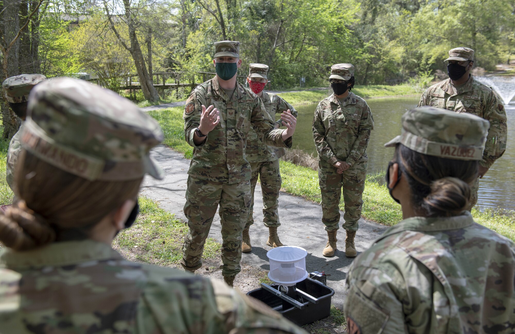 Airmen conduct training.