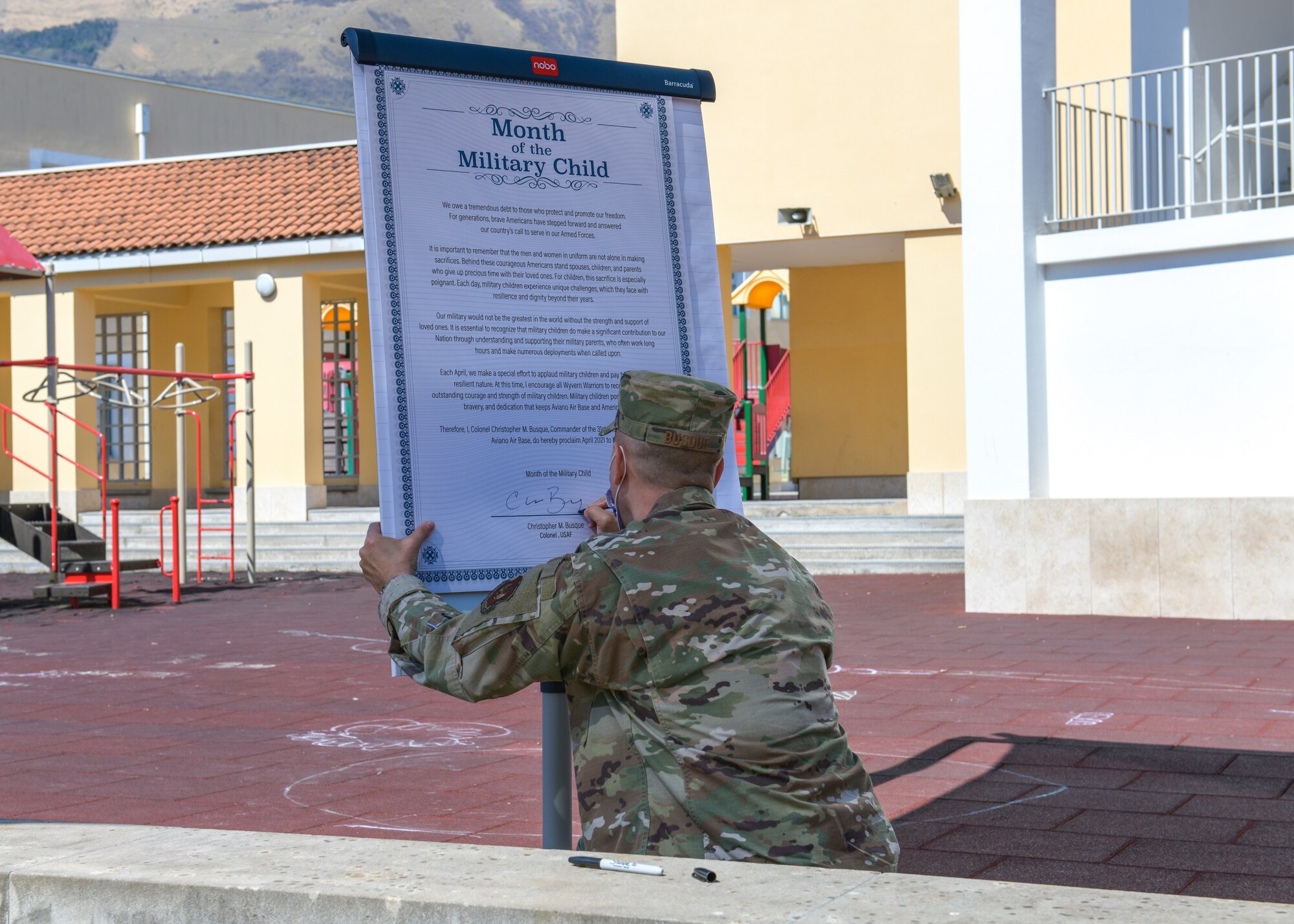 31 FW leadership signs Month of the Military Child proclamation