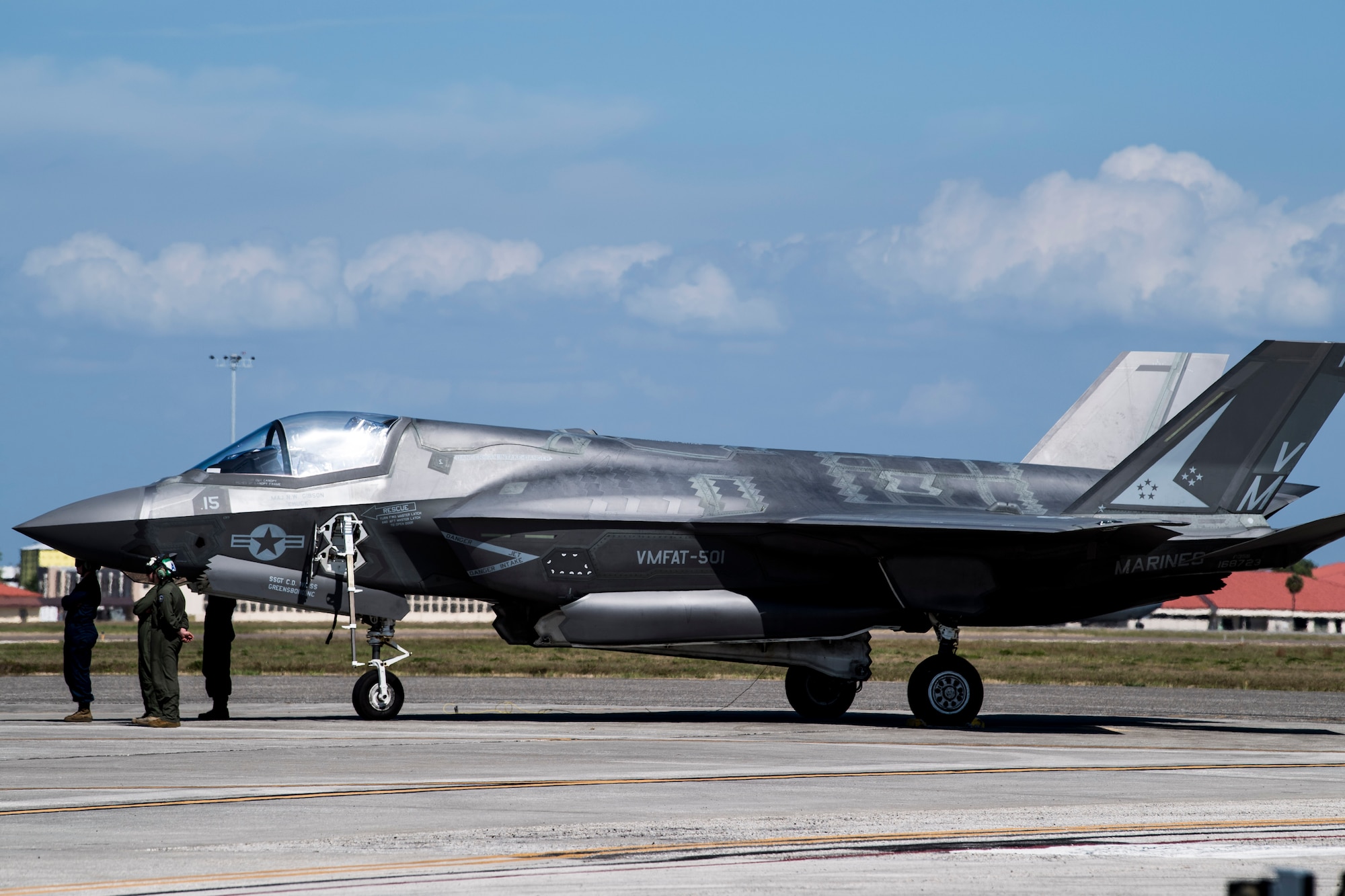 An F-35 Lightning II aircraft assigned to the 2nd Marine Aircraft Wing, prepares to take-off, March 16, 2021, at MacDill Air Force Base, Fla