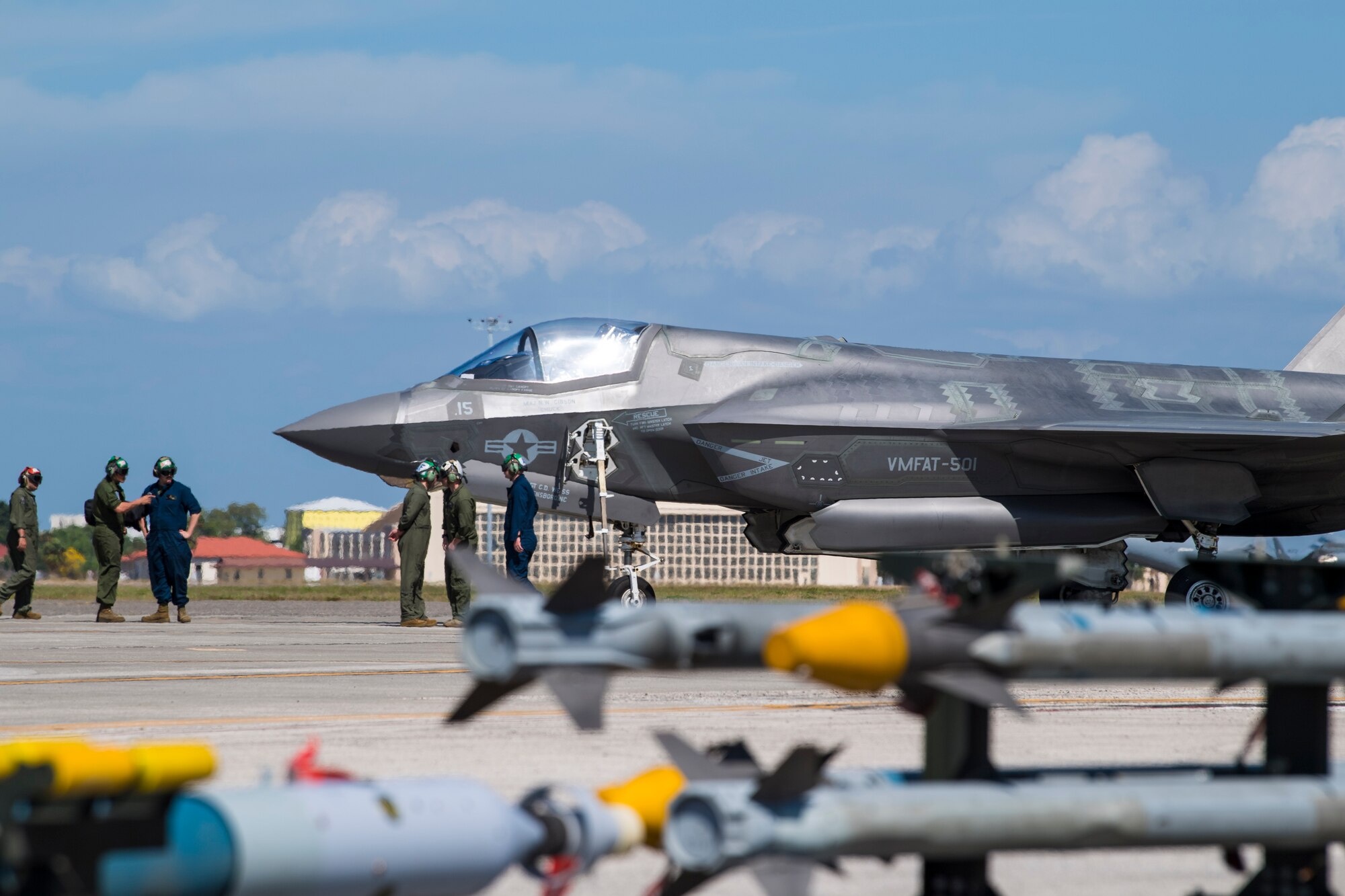 An F-35 Lightning II aircraft assigned to the 2nd Marine Aircraft Wing, takes-off, March 16, 2021, at MacDill Air Force Base, Fla.