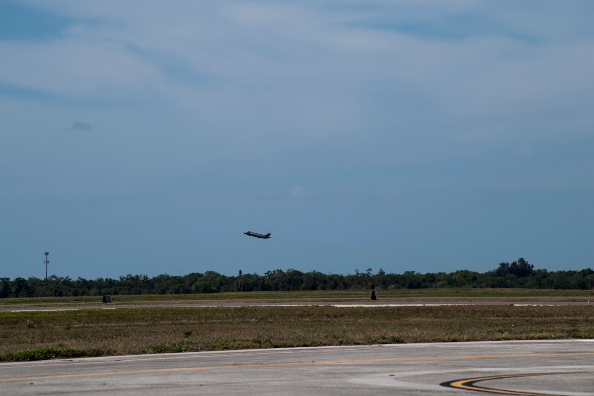 An F-35 Lightning II aircraft assigned to the 2nd Marine Aircraft Wing, takes-off, March 16, 2021, at MacDill Air Force Base, Fla.