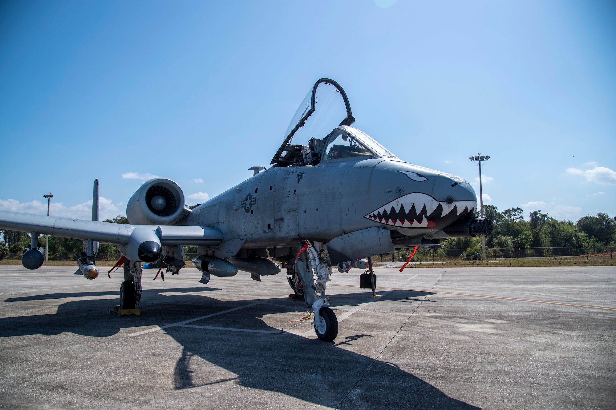 An A-10C Thunderbolt II aircraft assigned to the 74th Fighter Squadron, awaits inspection on the flightline during an agile combat employment exercise, March 18, 2021, at MacDill Air Force Base, Fla.