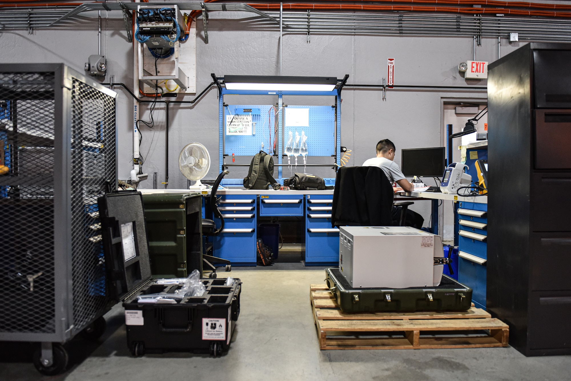Tin Lam, 99th Army Support Activity Medical Equipment Concentration Site Biomedical Equipment Technician II, documents supplies at Joint Base McGuire-Dix-Lakehurst, New Jersey, April 7, 2021. All of the maintenance records for equipment are tracked by a mixture of contractor, government support and the Army Global Combat Support System.