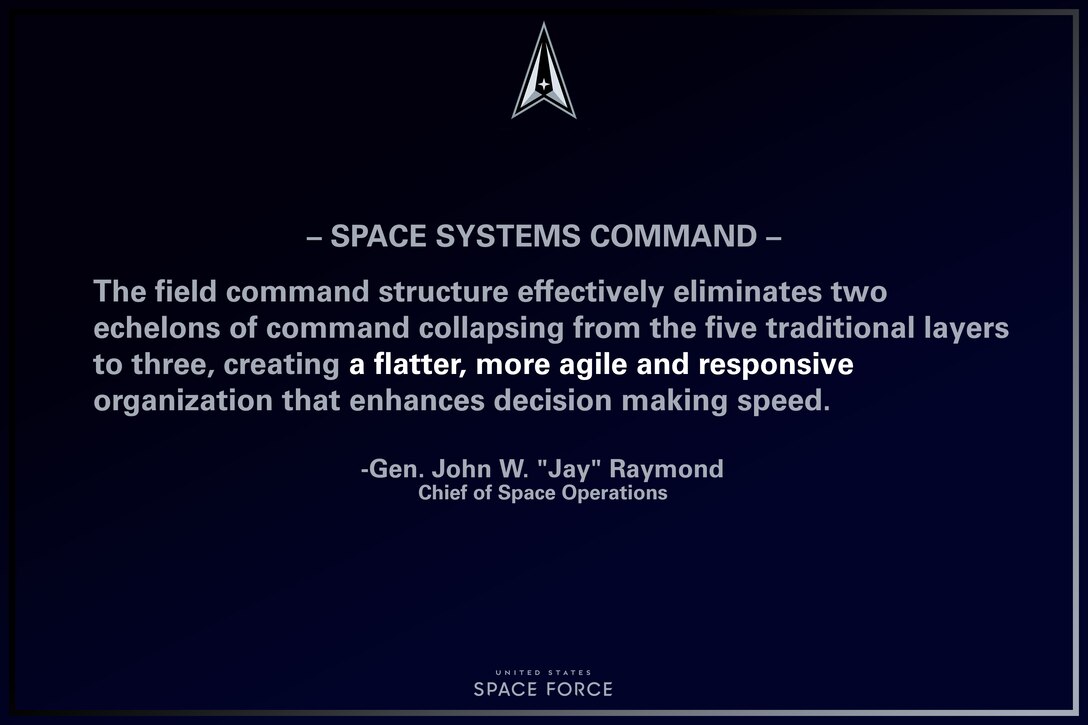 U.S. Space Force Chief of Space Operations, Gen. John W. "Jay" Raymond provided remarks on the standing-up of the Space Systems Command, Apr. 8, 2021, Los Angeles AFB, California. (U.S. Air Force graphic by Staff Sgt. James Richardson)