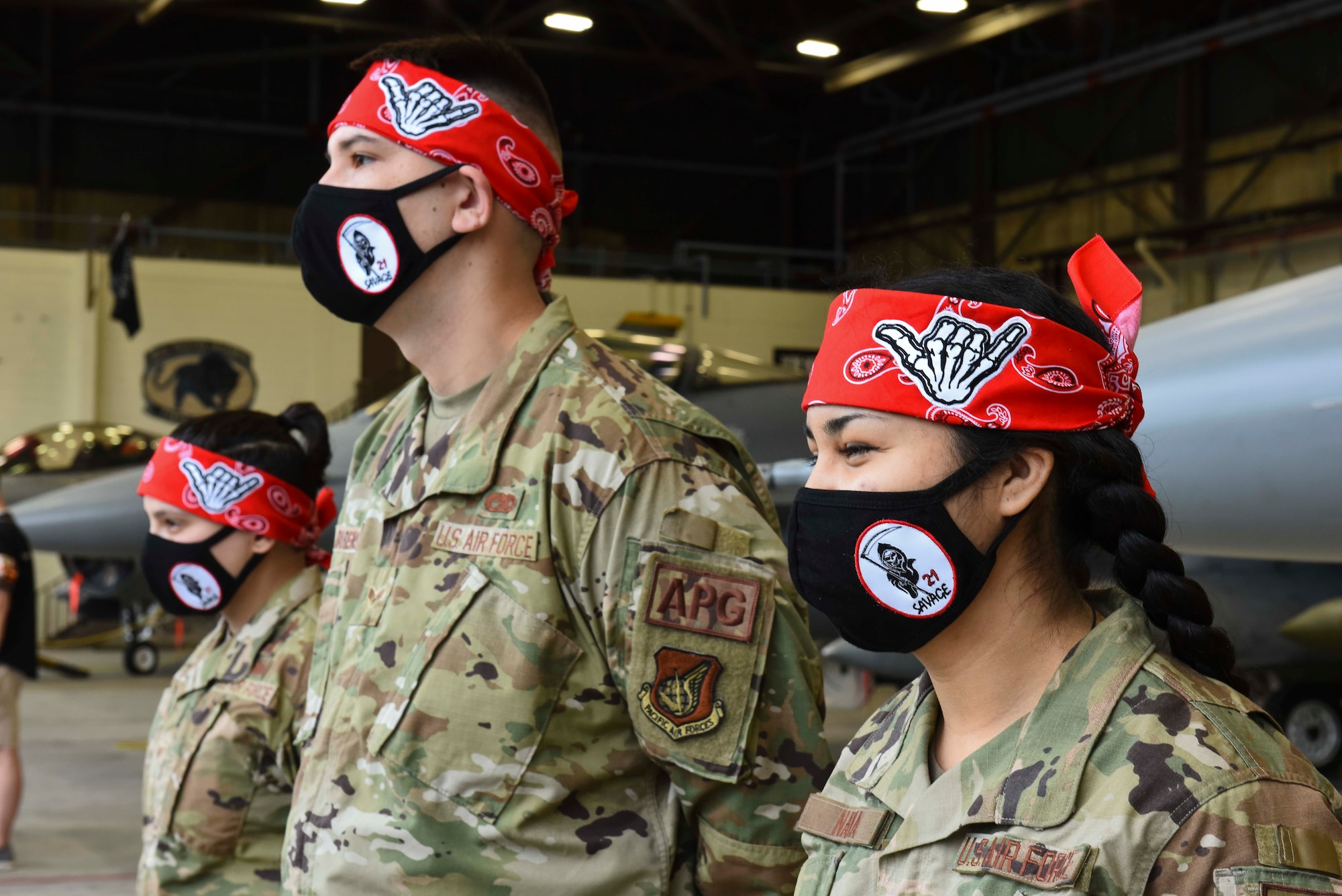 Airmen standing in a line