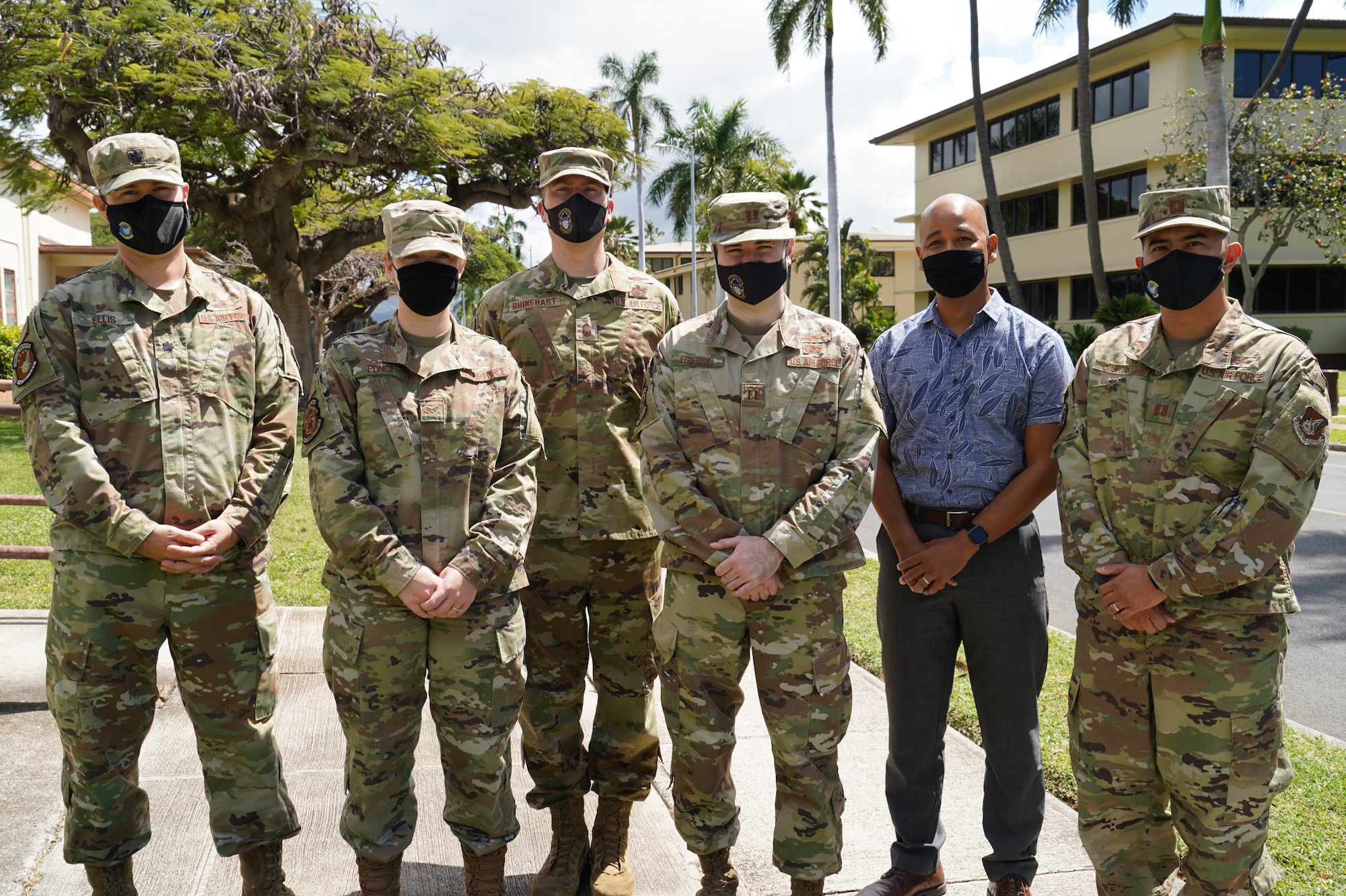 Airmen from the Pacific Air Forces Cyberspace Systems Squadron, the 747th Communications Squadron, and the 647th Force Support Squadron, kick-started the helpdesk rapid improvement event at Joint Base Pearl Harbor-Hickam, Hawaii, April 7, 2021. These units partnered together under the 15th Wing Continuous Process Improvement Program with the goal of data transparency, conducting a rapid improvement event, and developing an action plan for existing systems. (U.S. Air Force photo by Senior Airman Jermaine Ayers)