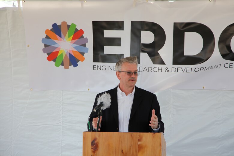 Dr. David Pittman, director of the U.S. Army Engineer Research and Development Center, spoke on the importance and value of the U.S. Army Corps of Engineer’s Field Research Facility in Duck, North Carolina, at a groundbreaking ceremony for the facility’s new annex building, April 6, 2021. The $4.3-million annex will consist of laboratory and research administrative spaces to support the organization’s expanded military research mission. (U.S. Army Corps of Engineers photo by Sheree Perry, Norfolk District)