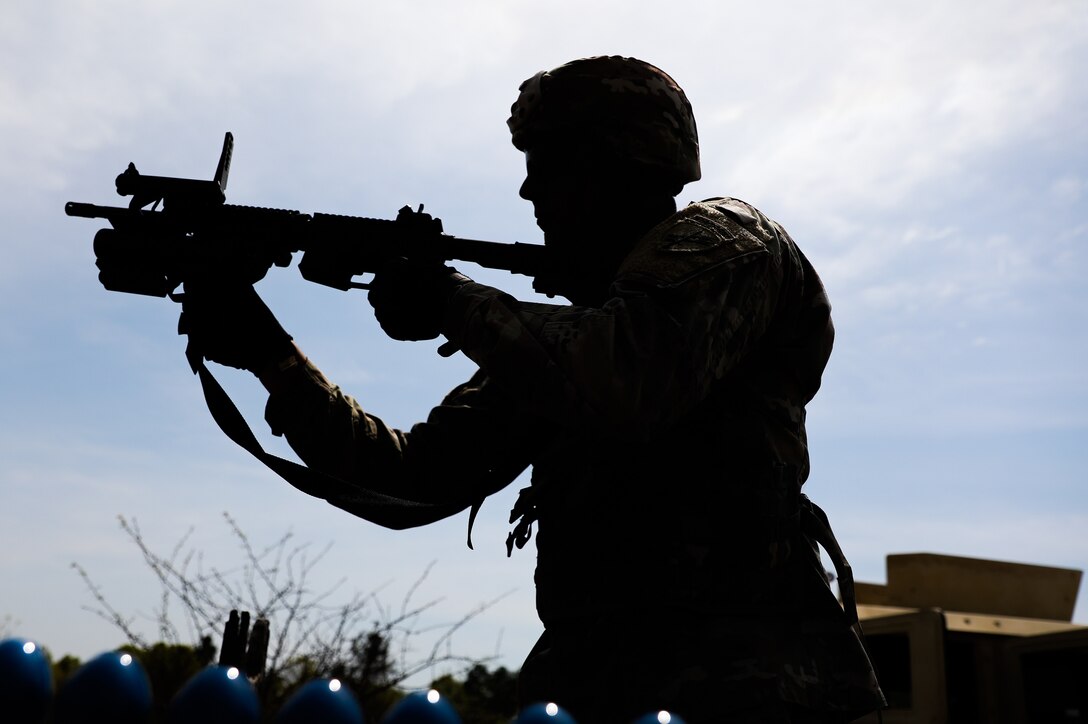 U.S. Army Reserve Spc. Jackson W. Daab, a civil affairs specialist with the 492nd Civil Affairs Battalion, fires a M320 grenade launcher during day one of the 2021 U.S. Army Civil Affairs and Psychological Operations Command (Airborne) Best Warrior Competition at Fort Jackson, S.C., April 8, 2021. The USACAPOC(A) BWC is an annual event that brings in competitors from across USACAPOC(A) to earn the title of “Best Warrior.” BWC tests the Soldiers’ individual ability to adapt and overcome challenging scenarios and battle-focused events, testing their technical and tactical skills under stress and extreme fatigue.