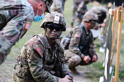 U.S. Army Reserve Spc. Timothy J. Lowitzer, civil affairs specialist with the 1001st Civil Affairs and Psychological Operations Company, participates in an M4 carbine qualification range during day one of the 2021 U.S. Army Civil Affairs and Psychological Operations Command (Airborne) Best Warrior Competition at Fort Jackson, S.C., April 8, 2021. The USACAPOC(A) BWC is an annual event that brings in competitors from across USACAPOC(A) to earn the title of “Best Warrior.” BWC tests the Soldiers’ individual ability to adapt and overcome challenging scenarios and battle-focused events, testing their technical and tactical skills under stress and extreme fatigue.