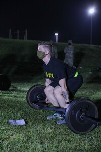 U.S. Army Reserve Staff Sgt. Timothy J. Lowitzer, a Civil Affairs Specialist with the 1001st Civil Affairs & Psychological Operations Training Company, checks his deadlift weight prior to the Army Combat Fitness Test conducted at Ft. Jackson, S.C. Lowitzer is competing in the 2021 U.S. Army Civil Affairs and Psychological Operations Command (Airborne) Best Warrior Competition April 8 - 11, 2021. The USACAPOC(A) BWC is an annual competition that brings Soldiers from across the command to compete for the title of “Best Warrior.” BWC is designed to test each Soldiers’ mental and physical resilience as they adapt and overcome each scenario or task placed before them.