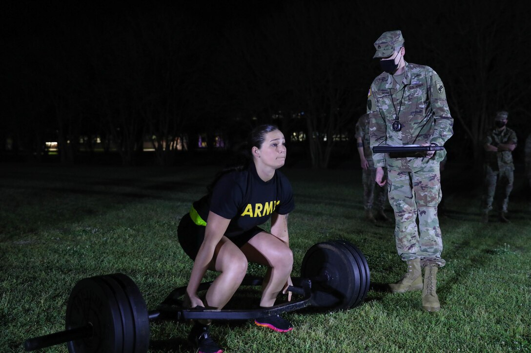 U.S. Army Reserve Spc. Arianna Hammel, an Intelligence Analyst with the 310th Psychological Operations Company (Airborne), prepares to conduct the deadlift event of the Army Combat Fitness Test (ACFT) at Ft. Jackson, S.C. Hammel is competing for the title “Soldier of the Year” in the 2021 U.S. Army Civil Affairs and Psychological Operations Command (Airborne) Best Warrior Competition April 8 - 11, 2021. The USACAPOC(A) BWC is an annual competition that brings Soldiers from across the command to compete for the title of “Best Warrior.” BWC is designed to test each Soldiers’ mental and physical resilience as they adapt and overcome each scenario or task placed before them.