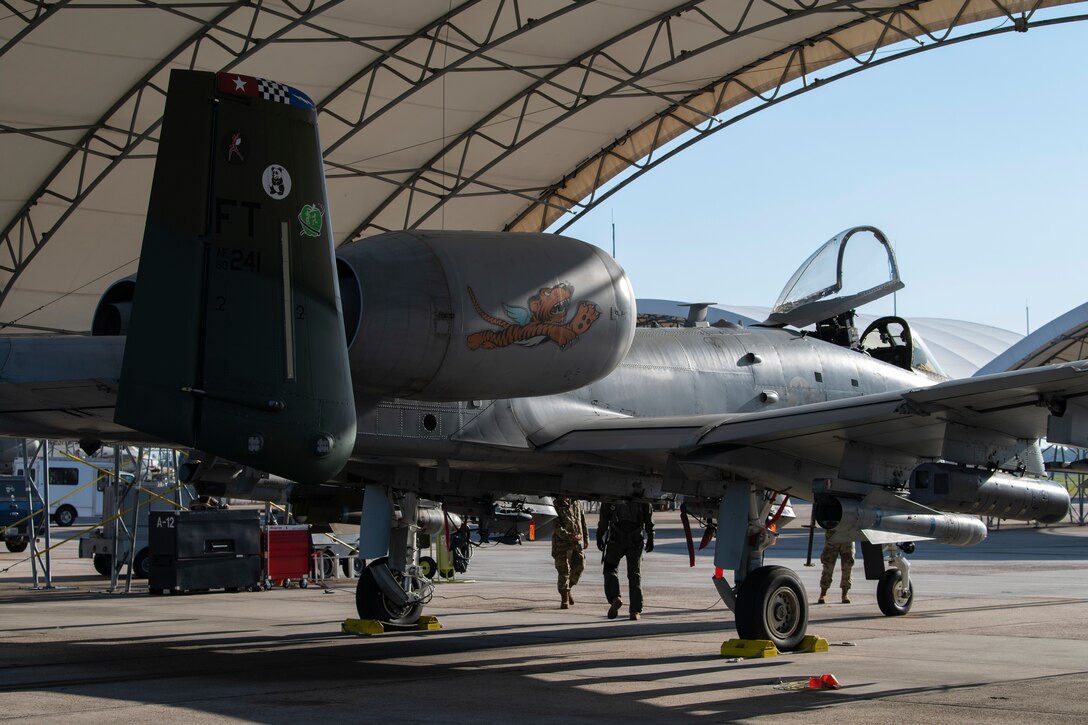 A photo of an A-10C Thunderbolt II decorated Flag Ship.