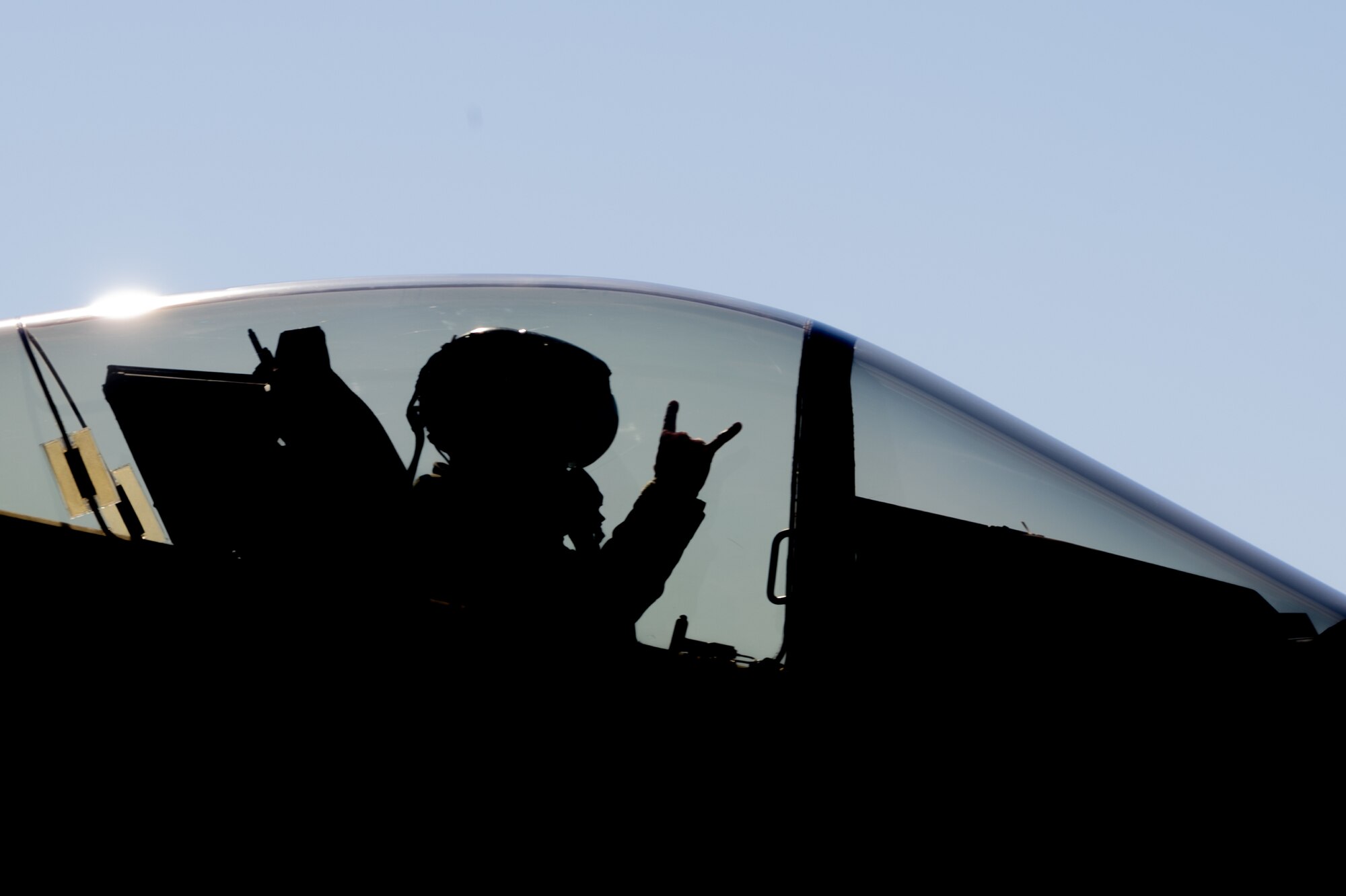 An F-35A Lightning II pilot assigned to the 354th Fighter Wing (FW) renders a squadron hand signal as he taxis to the runway during Arctic Gold 21-2 on Eielson Air Force Base, Alaska, April 7, 2021. The purpose of the readiness exercise is to evaluate the wing’s ability to effectively generate F-35A Lightning II aircraft and deploy personnel and cargo from across the wing. (U.S. Air Force photo by Airman 1st Class Jose Miguel T. Tamondong)