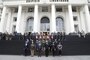 U.S. Southern Command’s commander, Navy Adm. Craig Faller, and Argentine Minister of Defense Agustin Rossi pose for a photo with other senior leaders following a bilateral meeting to discuss security cooperation.