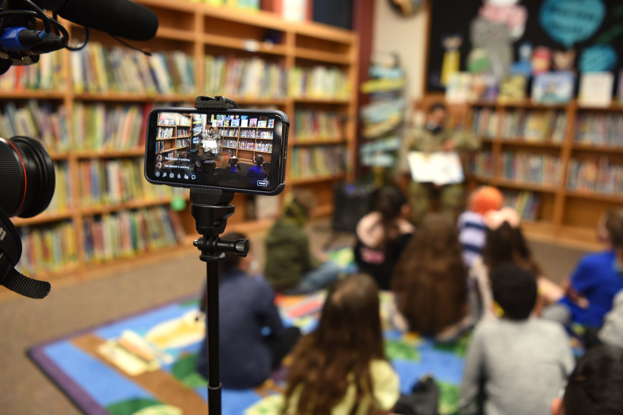 San Angelo READS! live streams U.S. Air Force Col. Lauren Byrd, 17th Medical Group commander, reading to a class of second grade students at Glenmore Elementary in San Angelo, Texas, April 7, 2021. Byrd emphasized the importance of literacy and welcoming new students into the classroom. (U.S. Air Force photo by Senior Airman Abbey Rieves)