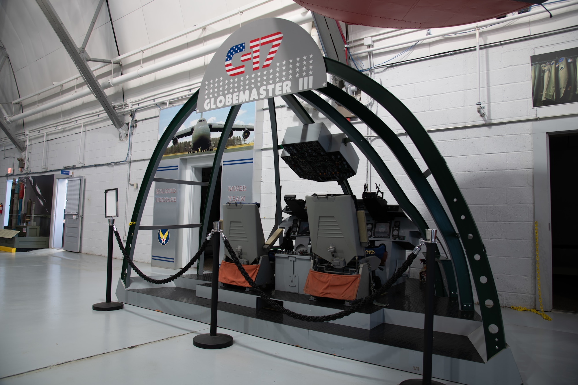 The C-17 Globemaster III flight deck display at the Air Mobility Command Museum offers visitors an inside look at a C-17 cockpit. The Air Mobility Command Museum at Dover Air Force Base, Delaware, is home to many aircraft dating back to World War I. (U.S. Air Force photo by Senior Airman Marco A. Gomez)