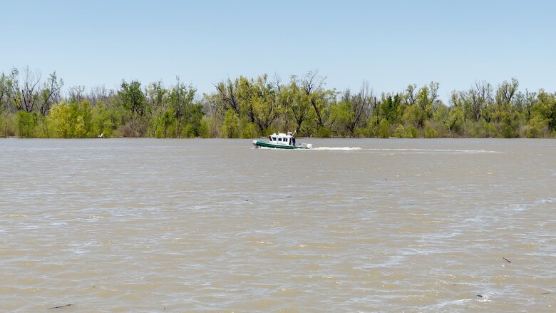 The U.S. Army Engineer Research and Development Center’s Research Vessel Martin, the first full-size, semi-autonomous craft of its kind in the U.S. Army Corps of Engineers (USACE), maneuvers near the Vicksburg, Mississippi, harbor April 1, 2021. A USACE civil works Navigation Systems Research Program project, the system gives surveyors the ability to conduct survey missions with a limited crew during emergencies — like the recent COVID-19 pandemic — or in post-disaster areas where it’s not safe to send a manned vessel. (U.S. Army Corps of Engineers photo by Jared Eastman)