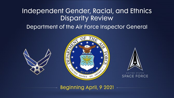 Beginning April 9, the Department of the Air Force will be seeking feedback through a survey for the second ongoing Inspector General Independent Disparity Review. (U.S. Air Force courtesy graphic)