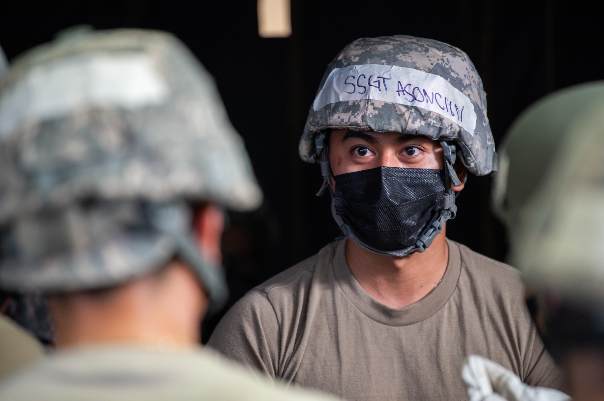 Staff Sgt. Randal Asuncion, 154th Force Support Squadron Disaster Relief Mobile Kitchen Trailer NCO, leads a Home Station Readiness Training event February 25, 2021, at Joint Base Pearl-Harbor-Hickam, Hawaii.