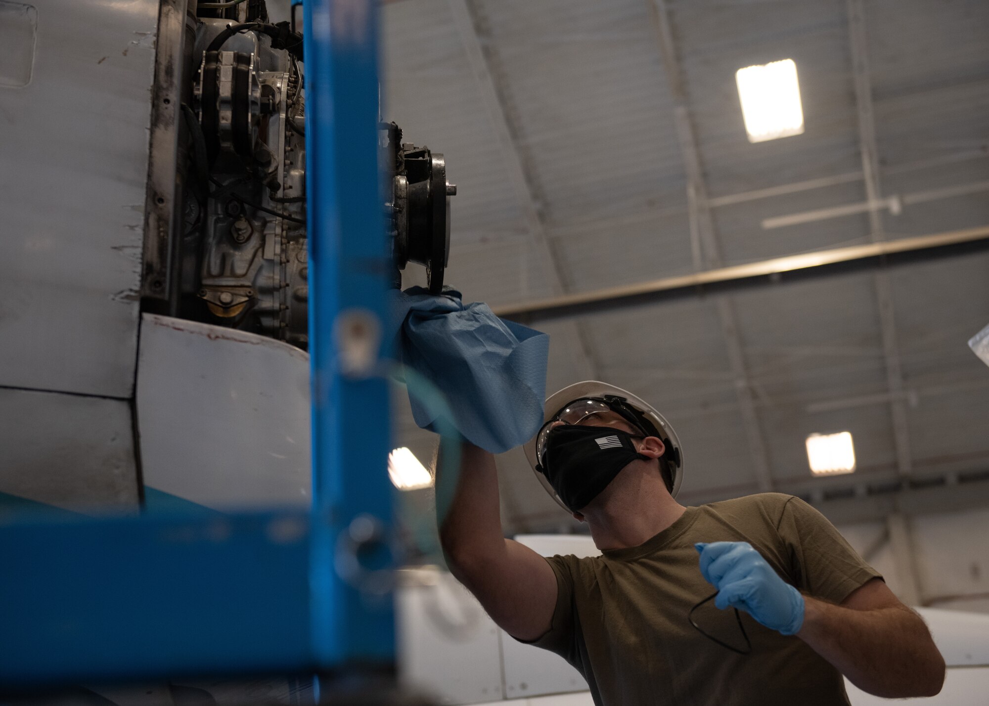 Airman prepares for propeller