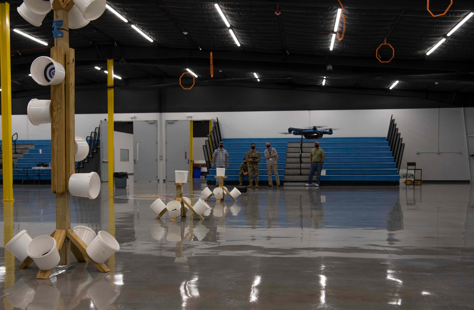 Members of the 1st Special Operations Civil Engineer Squadron learn how to fly an unmanned aircraft system at the FieldWerx Makerspace in Fort Walton Beach, Florida, April 6, 2021.