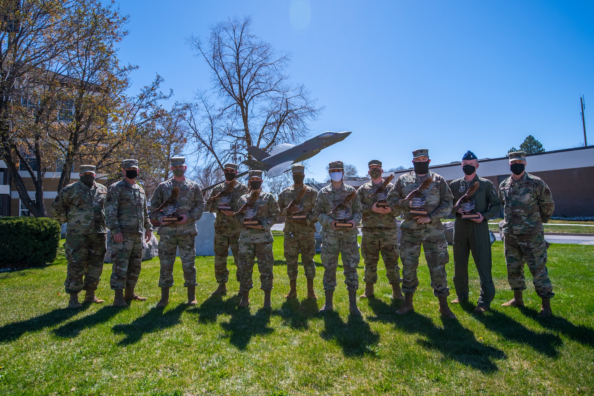 Individual winners from the 419th Fighter Wing's annual awards ceremony pose April 11, 2021, at Hill Air Force Base, Utah.