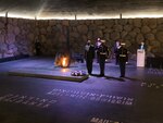 ﻿Secretary of Defense Lloyd J. Austin III stands at attention as two U.S. Marines salute after Austin placed a wreath at Yad VaShem in Jerusalem, April 12, 2021. Also called the World Holocaust Remembrance Center, Yad VaShem is dedicated to remembering the six million Jews killed in the Holocaust and working to ensure it can never happen again.