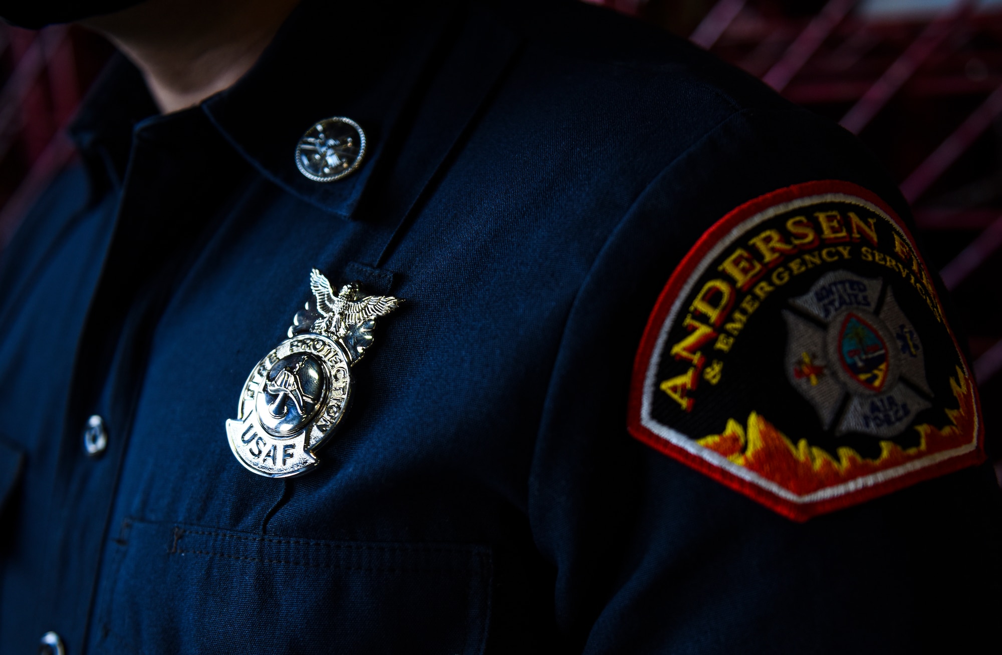 A United States Fire Protection Badge is shown