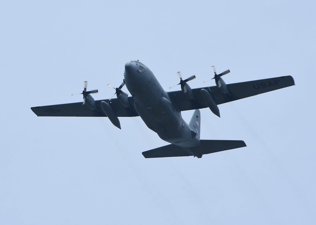 C-130 Flies over stadium