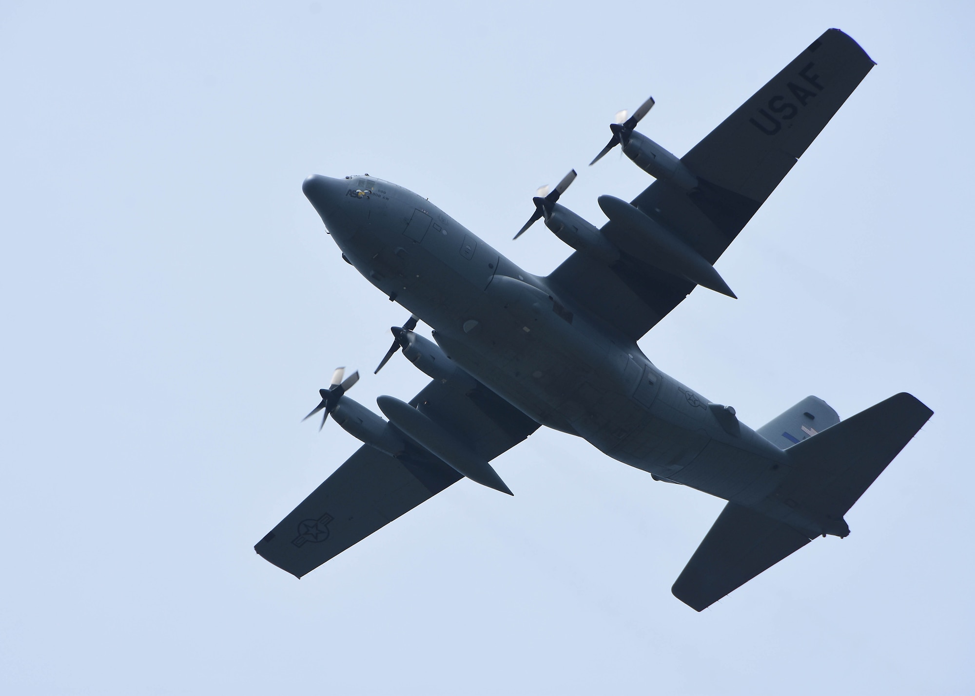 C-130 flies over stadium