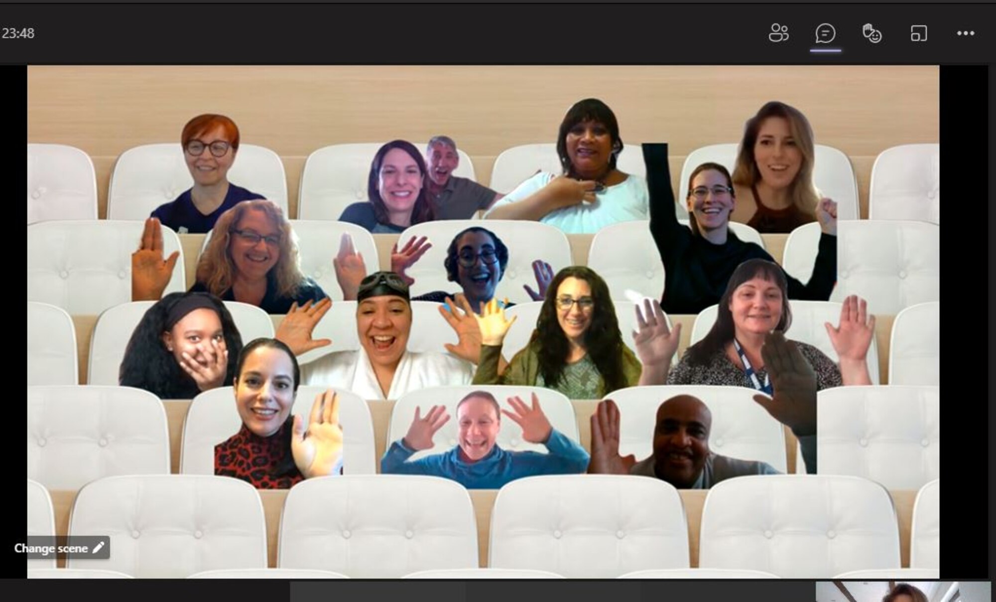A screenshot of local volunteers who gathered virtually for a volunteer recognition party April 1, 2021. During what has been a difficult year, volunteers found ways to stay busy and give back to the Kaiserslautern Military Community.