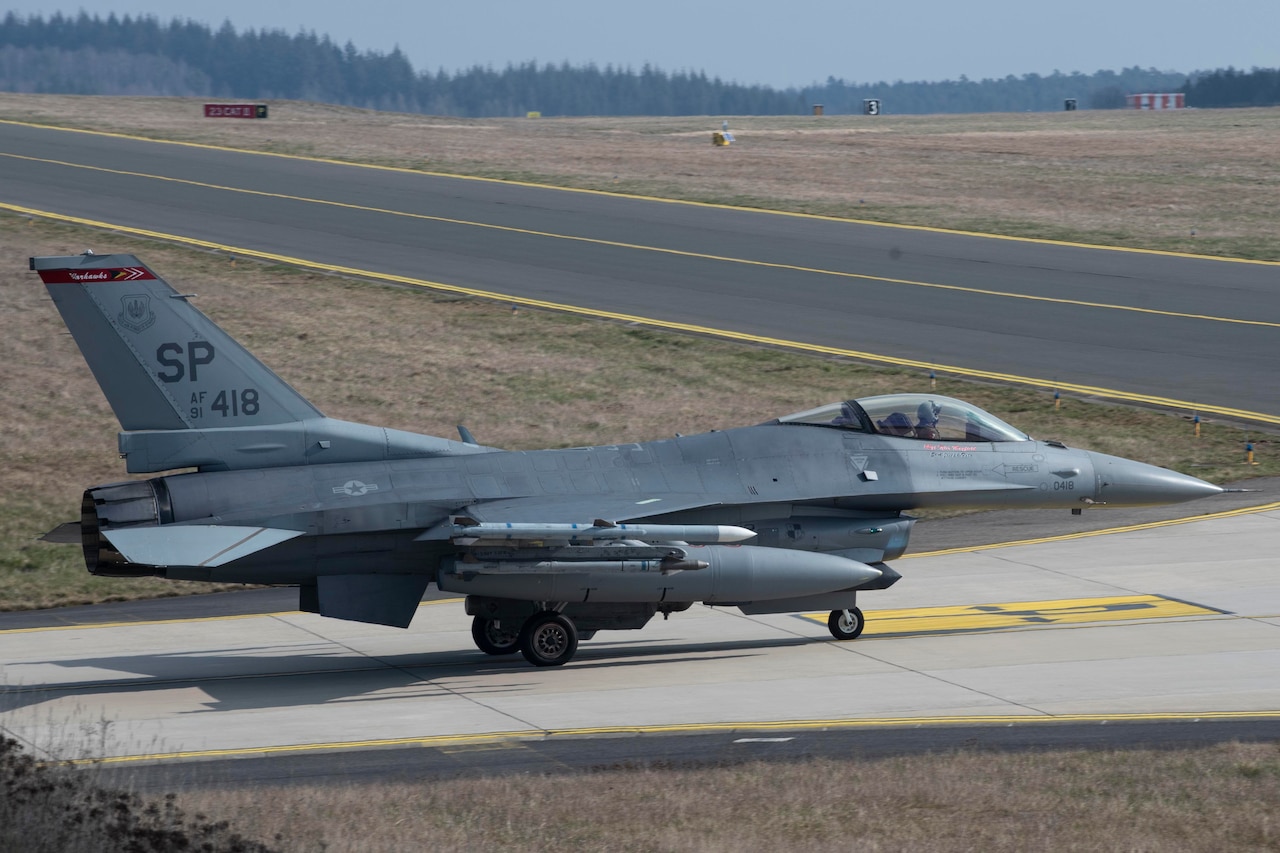 A jet readies for takeoff.