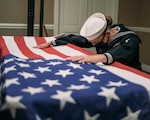Personnel Specialist 1st Class Kitara Byerly attends her husband's funeral in Georgetown, Tx, 22 Nov., 2020.