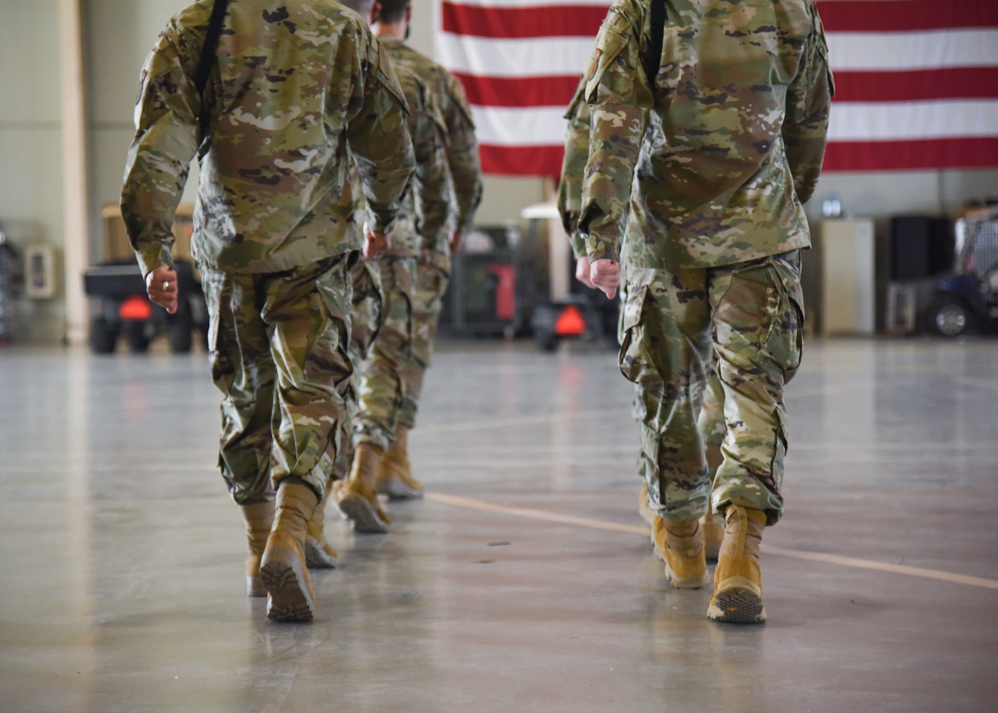 U.S. Air Force Airmen march during a drill competition.