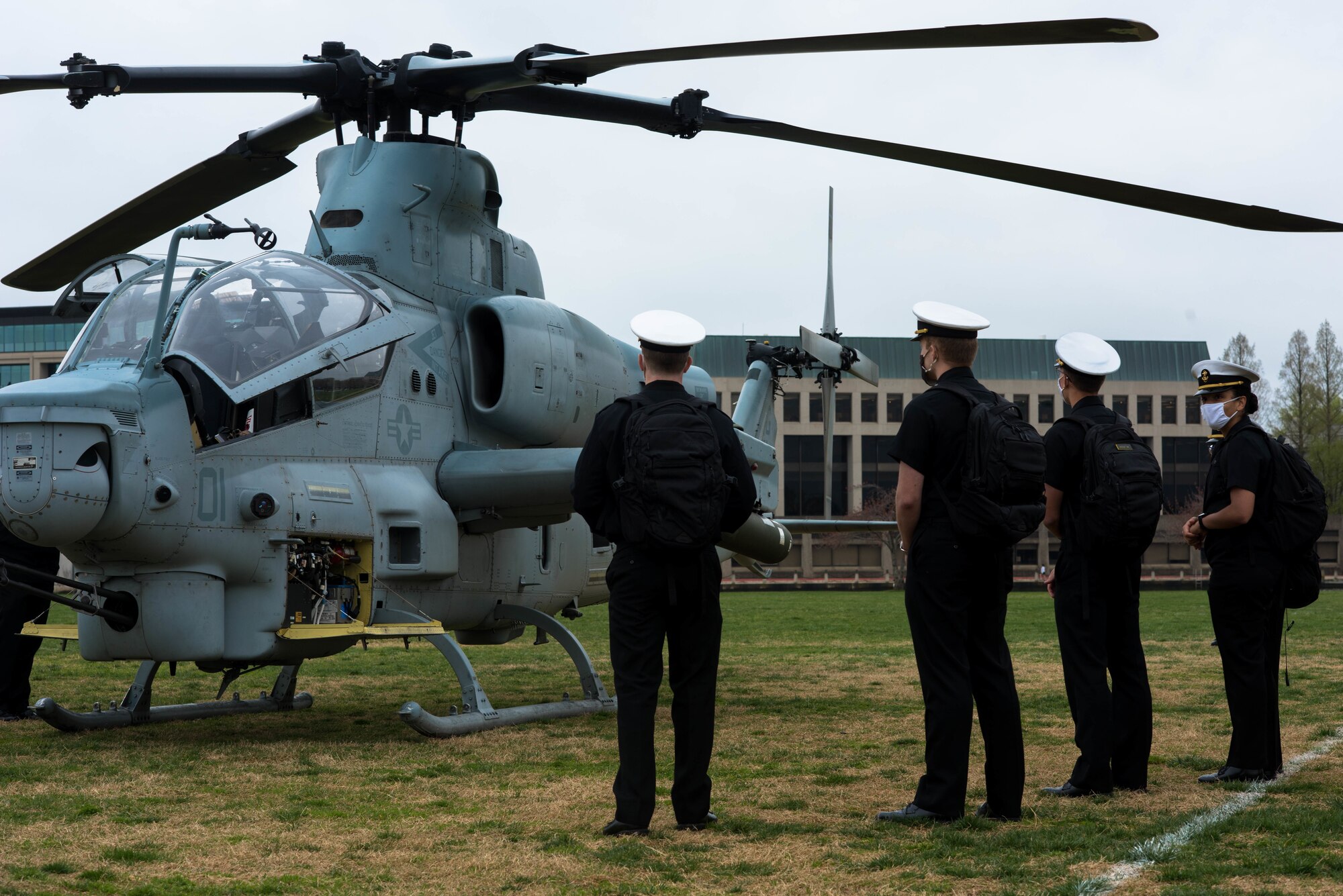 Marines assigned to MAG 49 at Joint Base McGuire-Dix-Lakehurst, N.J., traveled to the U.S. Naval Academy to showcase helicopter platforms and develop naval officers’ knowledge about U.S. Marine aviation.