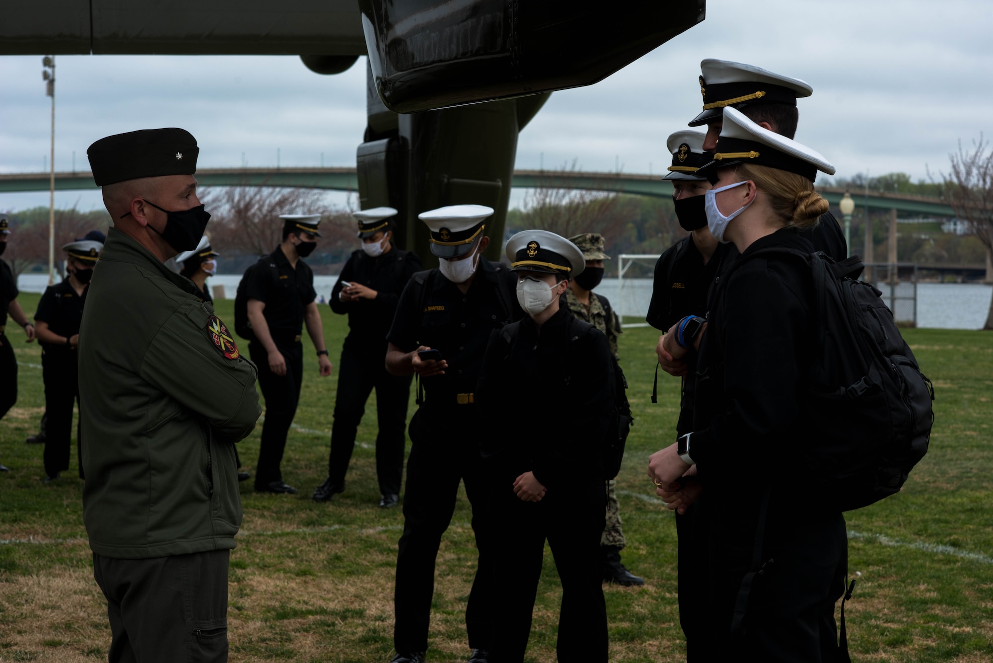 Marines assigned to MAG 49 at Joint Base McGuire-Dix-Lakehurst, N.J., traveled to the U.S. Naval Academy to showcase helicopter platforms and develop naval officers’ knowledge about U.S. Marine aviation.